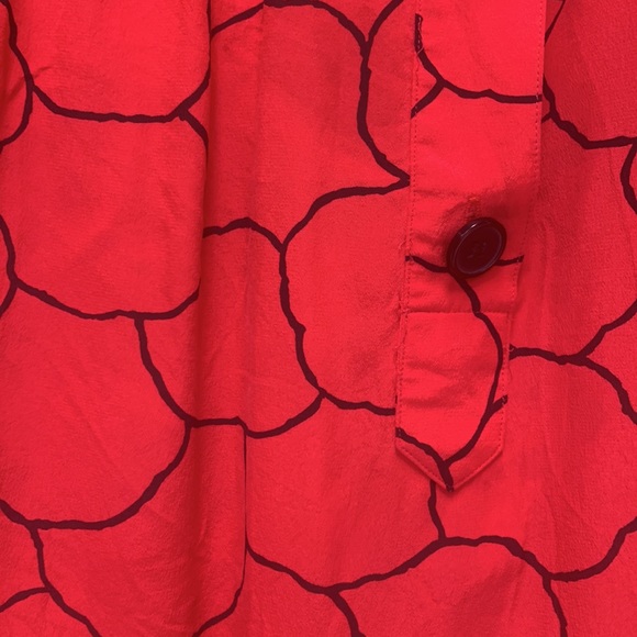 Vintage Red Silk Dress Size Medium or Large pattern Retro Size 10 Shift 80's 90' - Picture 4 of 13